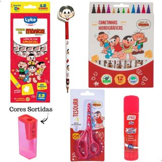 Kit Material Escolar Turma da Mônica Personagem Lápis de Cor Apagável Canetinha Lápis Preto com Borracha Cola  Apontador em Oferta na Shopee