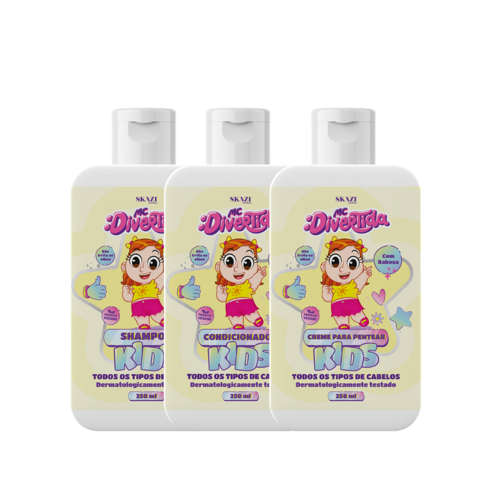 Shampoo + Condicionador + Creme para Pentear SKAZI - MC DIVERTIDA | Todos os Tipos de Cabelo 250ML em Oferta na Shopee