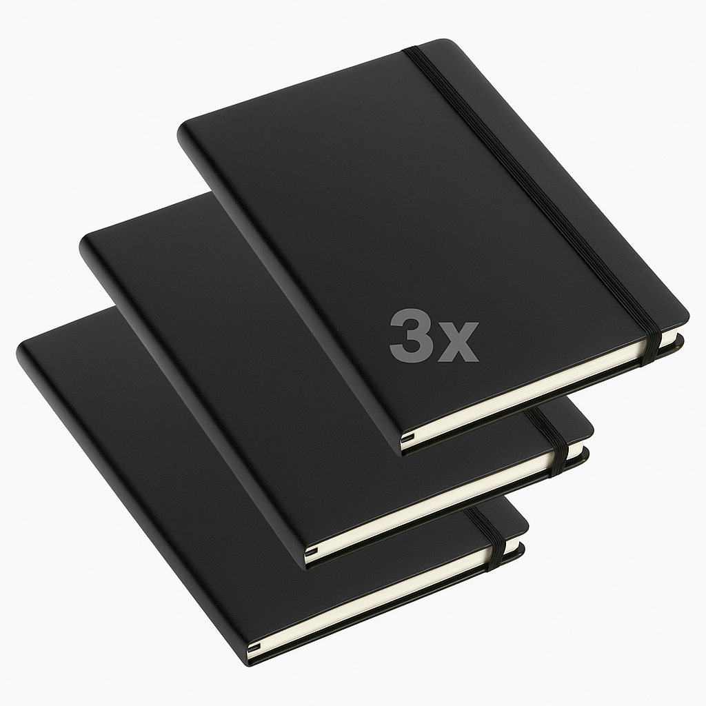 Kit 3 Cadernetas Moleskine Capa Dura Universitária Executiva Escolar 80 Folhas Com ou Sem Pauta Com Elástico