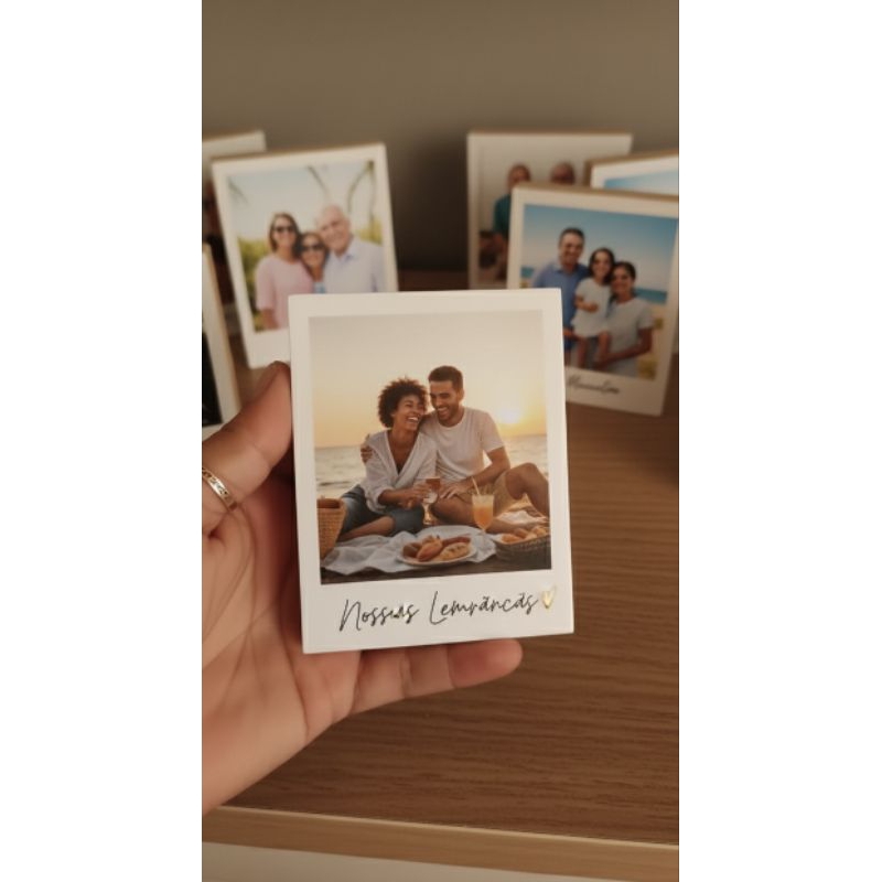 KIT QUADRO DE MESA MDF POLAROID 3UN Com Foto Personalizada - Kit Presente