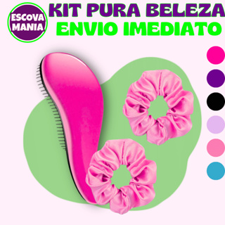 Kit Pura Belezas 2 ITENS  - 1 Escova Magica + 1 Xuxinha De Cetim - De Desembaraçar Cabelo em Oferta na Shopee