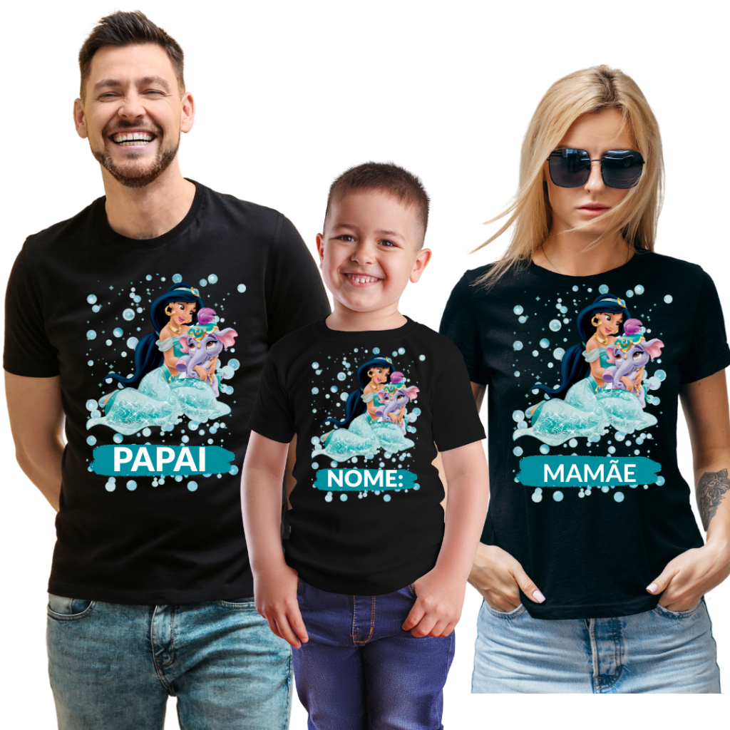 Camiseta Camisa Kit Familia 3 unidades Pai, mãe e Filho Blusa 100% Algodão Personalizados com Nome Envio Rápido