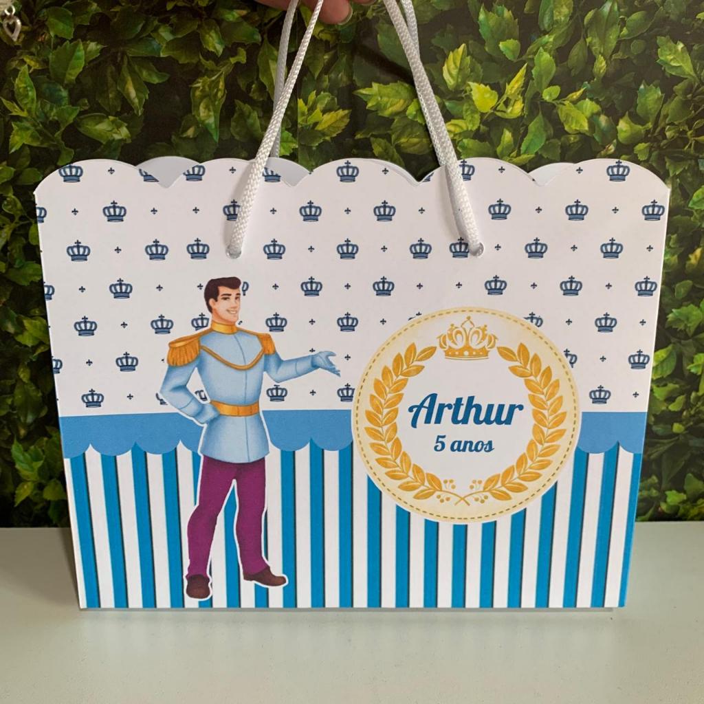 Sacolinhas Personalizadas (G) Príncipe Cinderela menino Lembrancinhas Festa Infantil | PEGUE E MONT