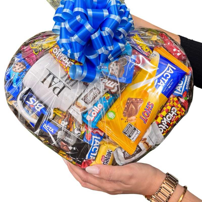 Cesta de Chocolate em Formato de Coração – Tema Pai - Perfeita para surpreender o Paizão