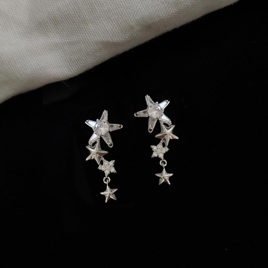 Y2K Estrela Brincos De Zircão Com Banho De Prata Mulher Estilo Longo , Jóias Elegante e versátil em Oferta na Shopee