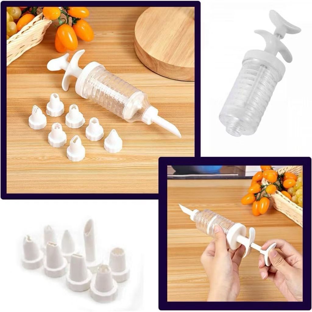 Kit Confeiteiro Bisnaga Decorador de Bolos Doces / 01 Pistola 08 Bicos