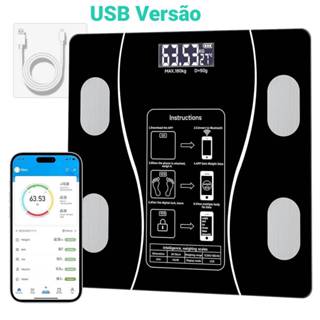 Balança Bioimpedancia Digital Bluetooth Corporal e análise de umidade humana até 180kg em Oferta na Shopee