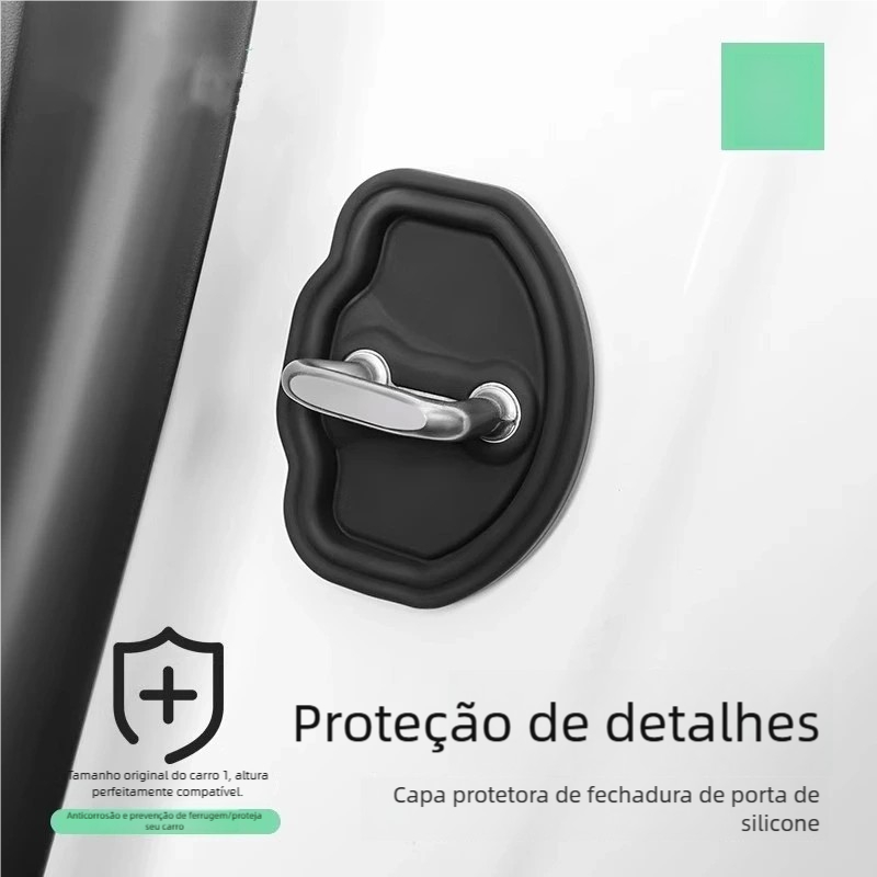 Protetor de Porta Carro Amortecedor 4 Peças - Borracha Universal para Fechadura