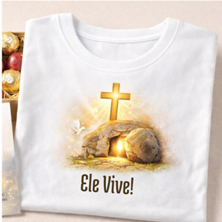 Camiseta Páscoa Cristã Ele Vive – Presente Religioso Páscoa Jesus Ressurreição (envio rápido) em Oferta na Shopee