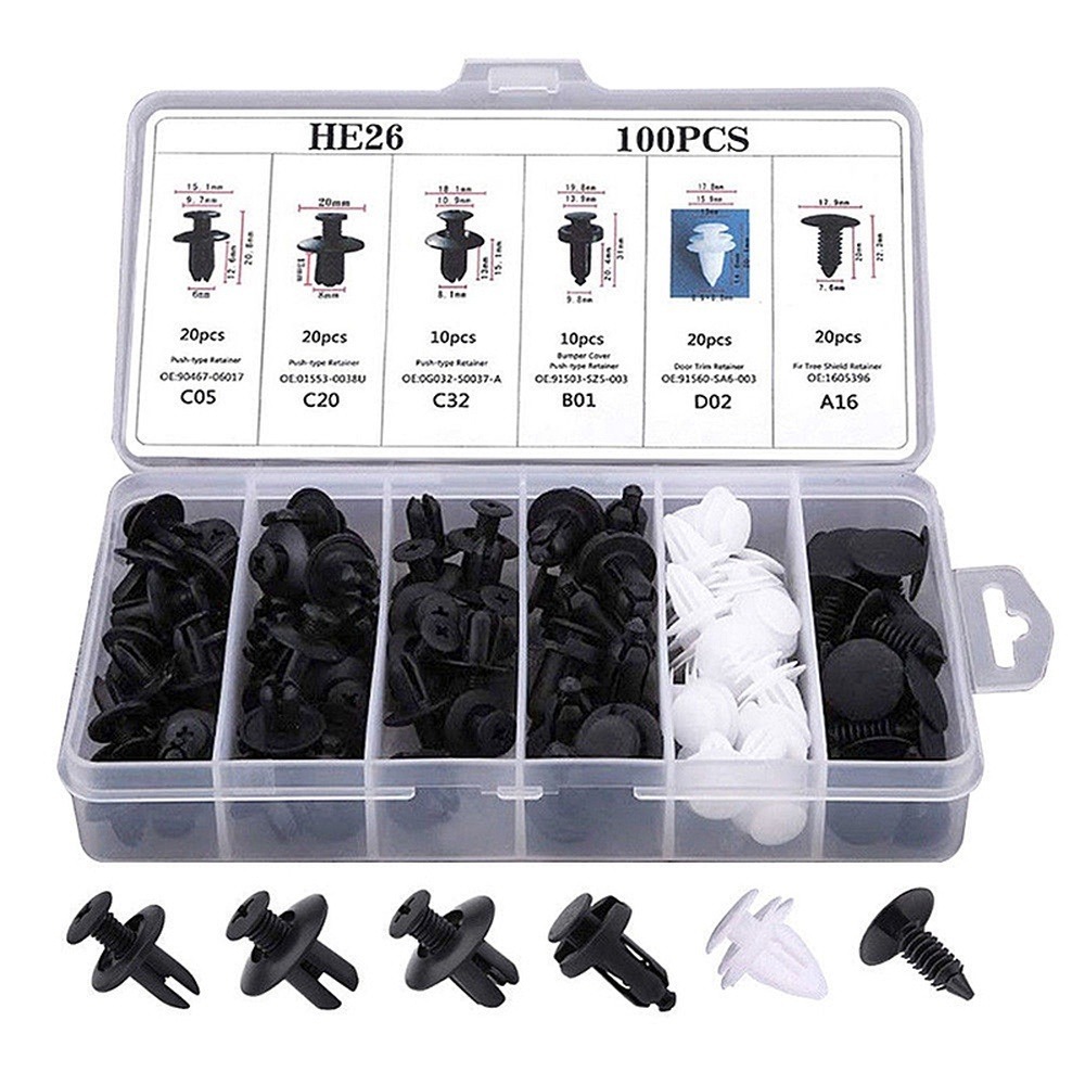 100 Pcs auto fastener Clipe Mista Corpo Do Carro push Pino Retentor rivet stops Guarnição Da Porta Painel kit em Oferta na Shopee
