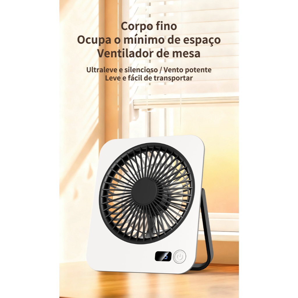 Mini ventilador de mesa - Ventilador de mesa pessoal - Ventilador ajustável de 5 velocidades, cooler pessoal de 1200mAh