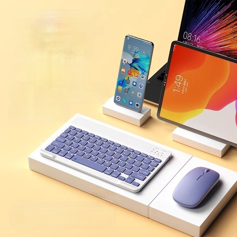 Kit de Teclado e Mouse Sem Fio Bluetooth Macaron com Design Moderno Destinado a PC iPad Tablet e Notebook em Oferta na Shopee