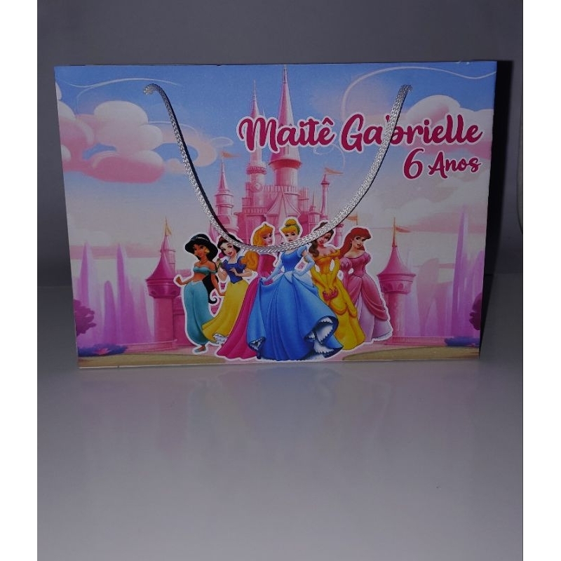 Sacola MONTADA Personalizada Princesas Disney Rosa / Lembrancinha Festa Infantil personalizado