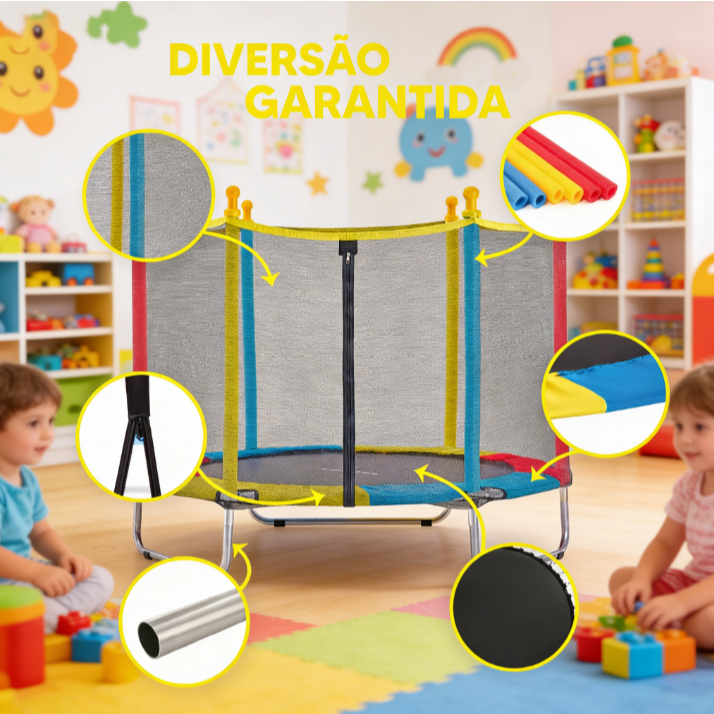 Cama Elástica Infantil Pula Pula Trampolim 1,40 M Colorida