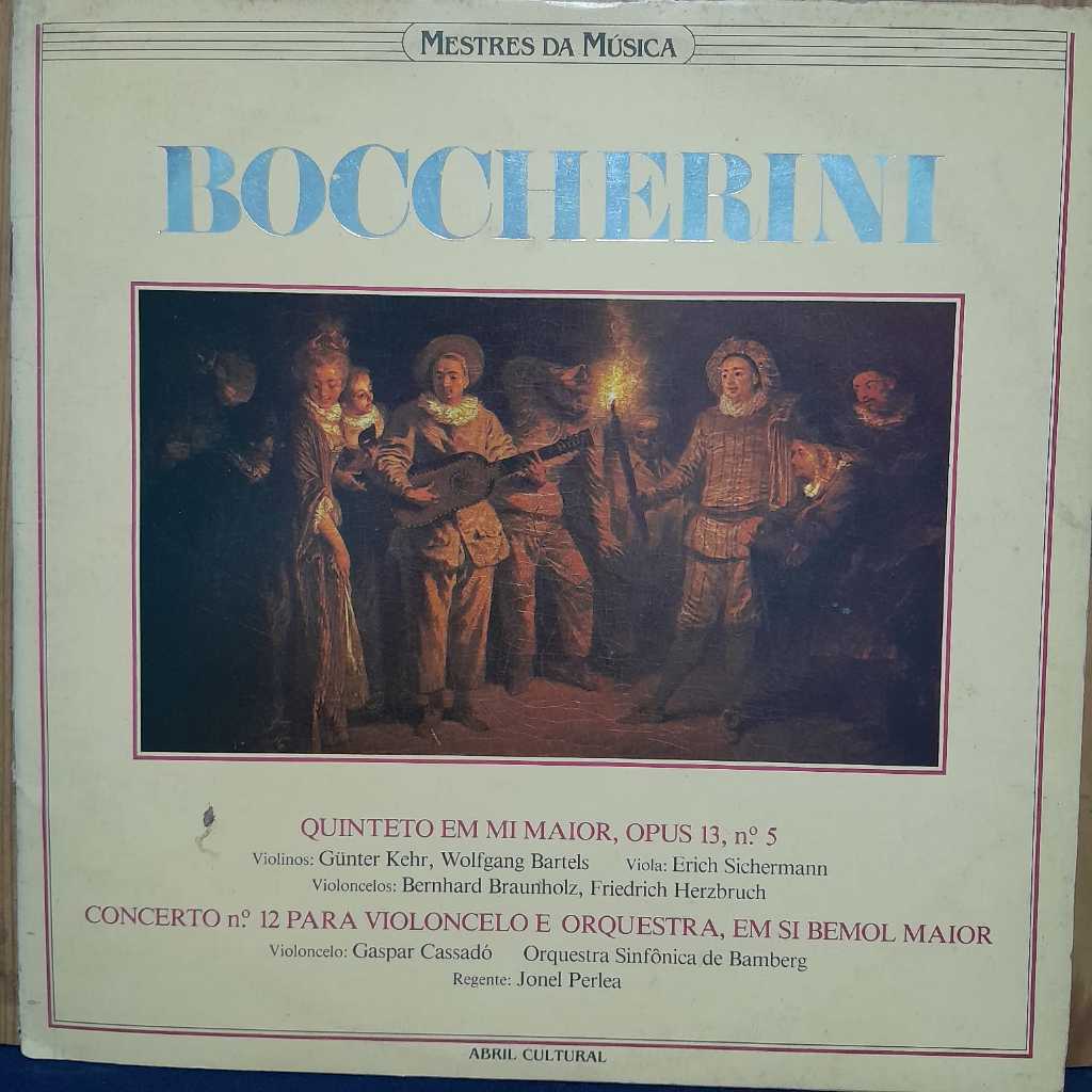 LP BOCCHERINI — 1985   DISCO EM ÓTIMO ESTADO   CAPA E ENCARTE DE 12 PÁGINAS    QUINTETO EM MI MAIOR, OPUS 13, N.º 5   VI