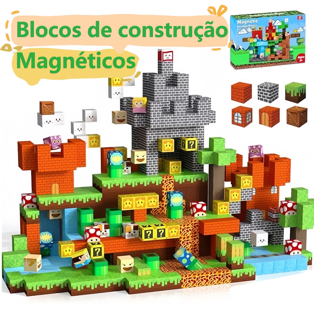 Novos Blocos Magnéticos-Conjunto De Magnético De Mina Embutida Para -Brinquedos De Construção em Oferta na Shopee