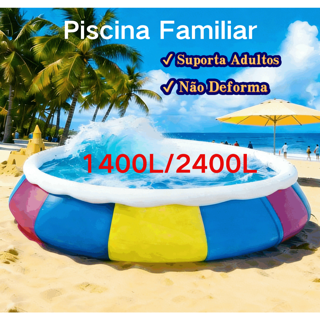 Piscina Inflável Grande 1400L / 2400L PVC Reforçado Piscina Familiar Para Crianças e Adultos Quintal em Oferta na Shopee