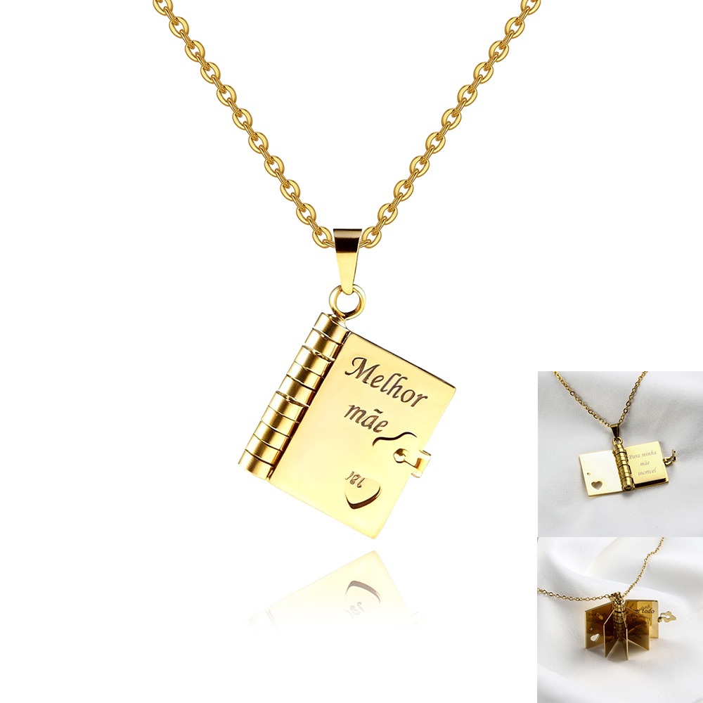 Pingente Livro do Amor com Envelope de Carta que Abre Colar em Aço Ino Banhado a Ouro Antiarranhões Presente Melhor Mães em Oferta na Shopee