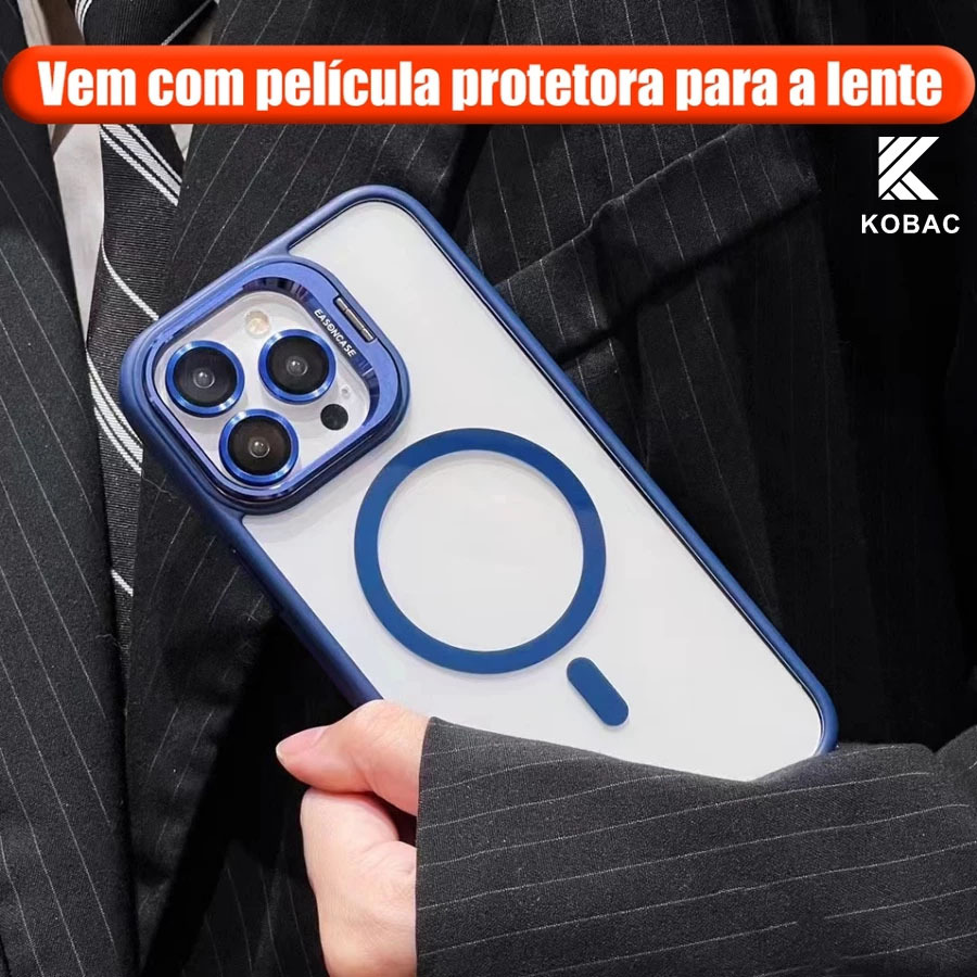 Capa MagSafe para iPhone: Suporte Câmera e Película de Lente de Presente Grátis 11 12 13 14 15 16 Pro Max 17