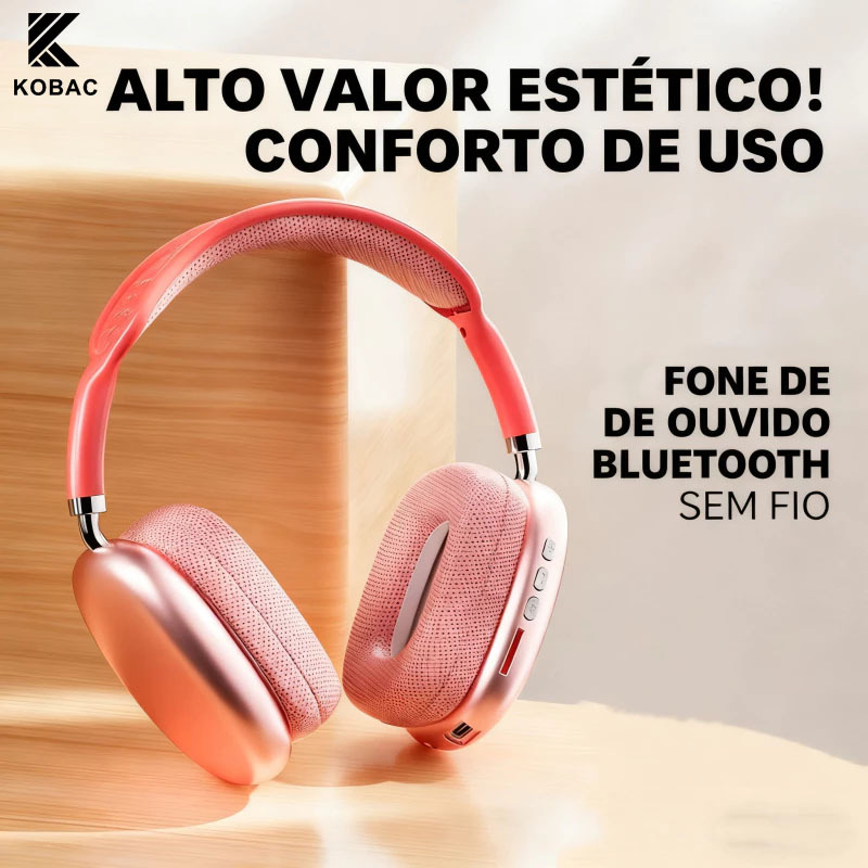 Fone de Ouvido Over-Ear Bluetooth com Cancelamento Ativo de Ruído | Som Estéreo e Compatível com iOS/Android