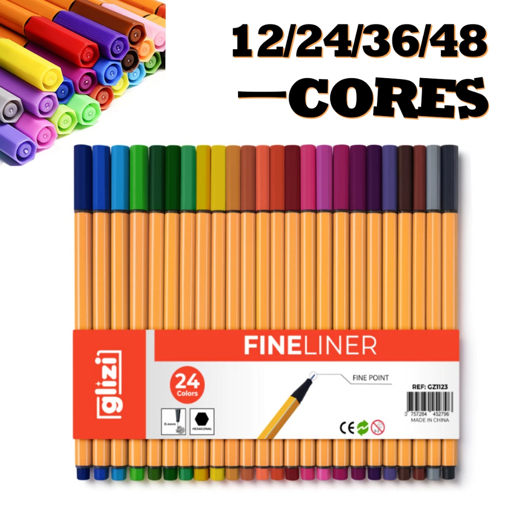 Kit de Canetas Marcadoras Coloridas com Ponta Fina–48CoresCanetade traço colorida com ponta deagulha em Oferta na Shopee