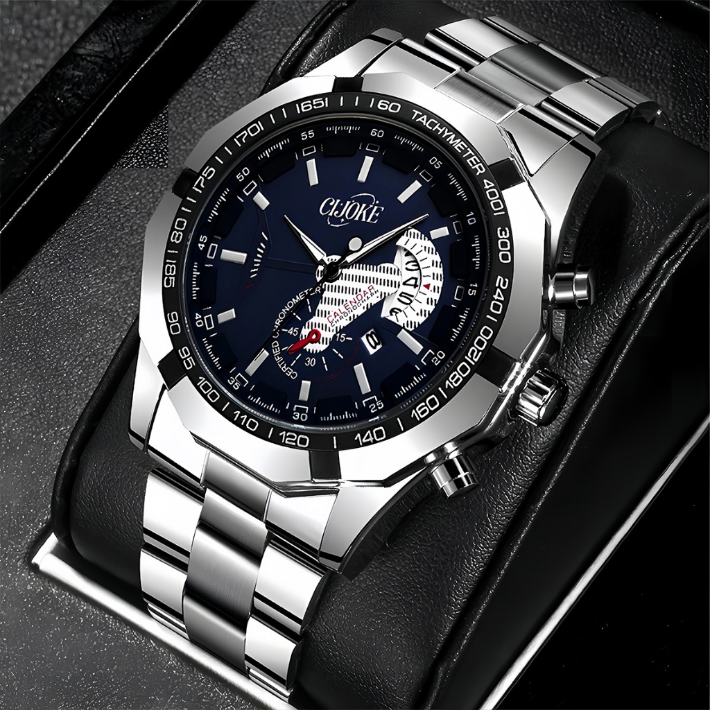 Relógio Masculino  Aço Inoxidável À Prova d'Água Quartzo Design Luxuoso Esporte e Dia a Dia em Oferta na Shopee