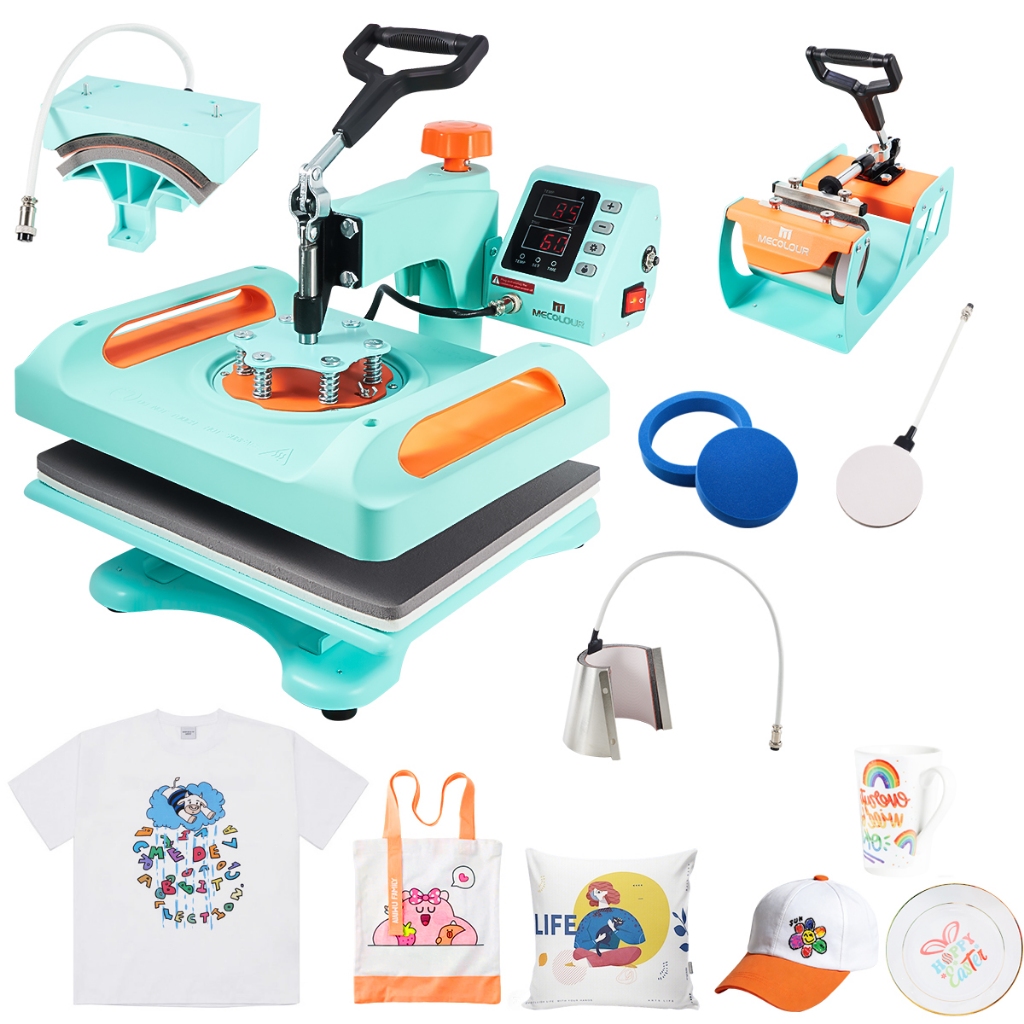 Combo 6 Em 1 Prensa Térmica De Sublimação Para Camisetas, Placas, Chapéus, Copos Mecolour