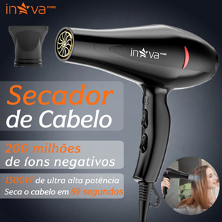 【inova】Secador Profissional–1500W com Íons Negativos, Jato Frio e Quente com 59s Secagem Rápida em Oferta na Shopee