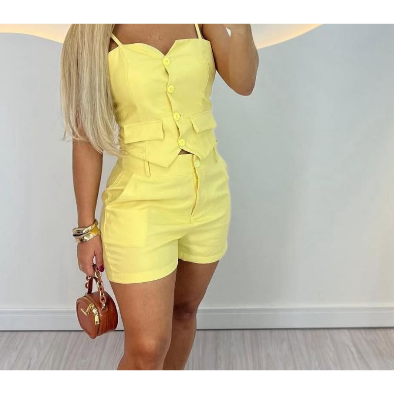 Conjunto femenino censorial de alça uso casual em Oferta na Shopee