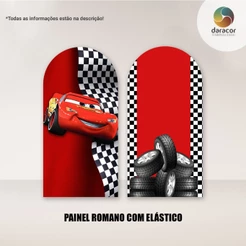 Painéis Verticais Carros Mcqueen - Romano c/ elástico e Retangular c/ overlock FACE Única