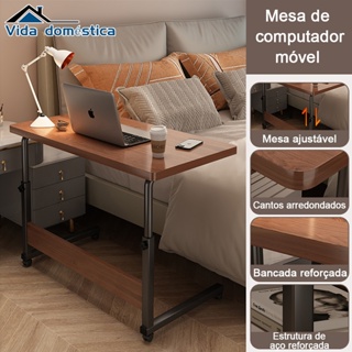 Mesa Mutiuso Mesinha Notebook Com Altura Regulavel e Rodinhas Tablet Cama Sofá Ajustavel Cor da madeira para estudantes em Oferta na Shopee