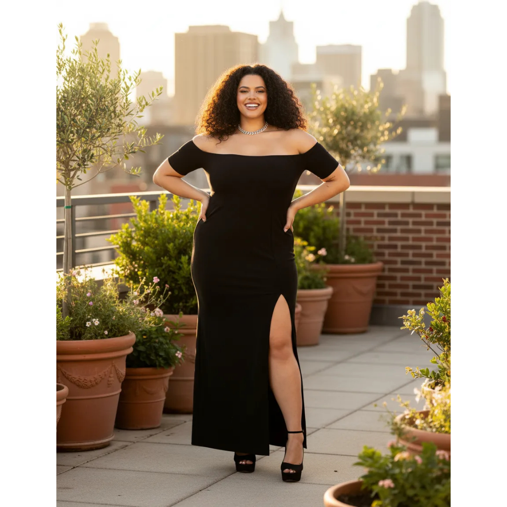 Vestido Longo Assimétrico Racy Modas Plus Size