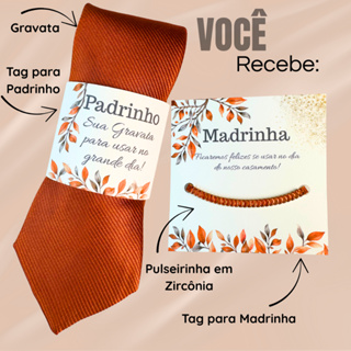 Kit Padrinhos de Casamento Gravata com Tag + Pulseira em Zircônia com Tag em Oferta na Shopee