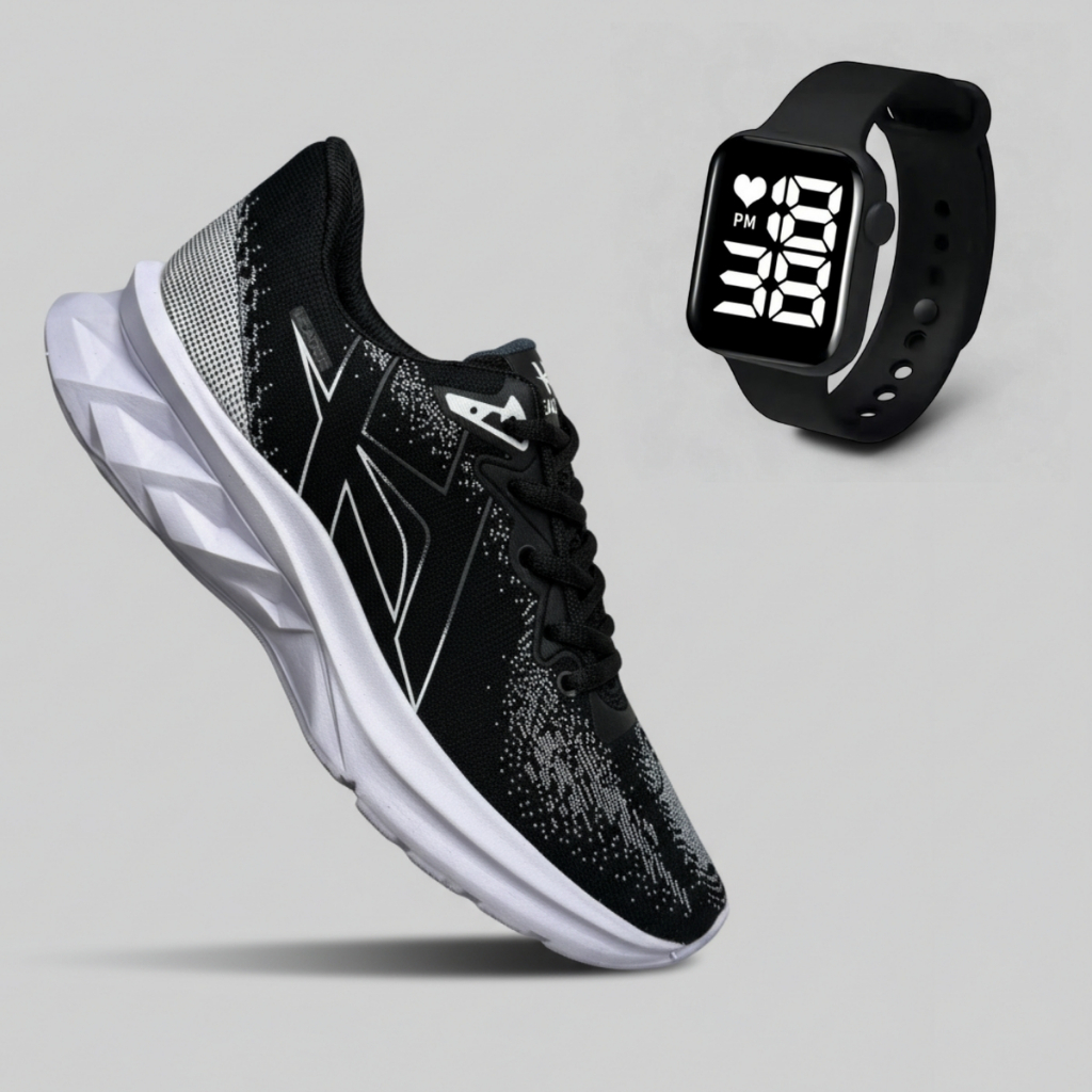 Tênis Masculino Confortável Esportivo Academia + Relógio Digital Moderno Promoção Barato em Oferta na Shopee