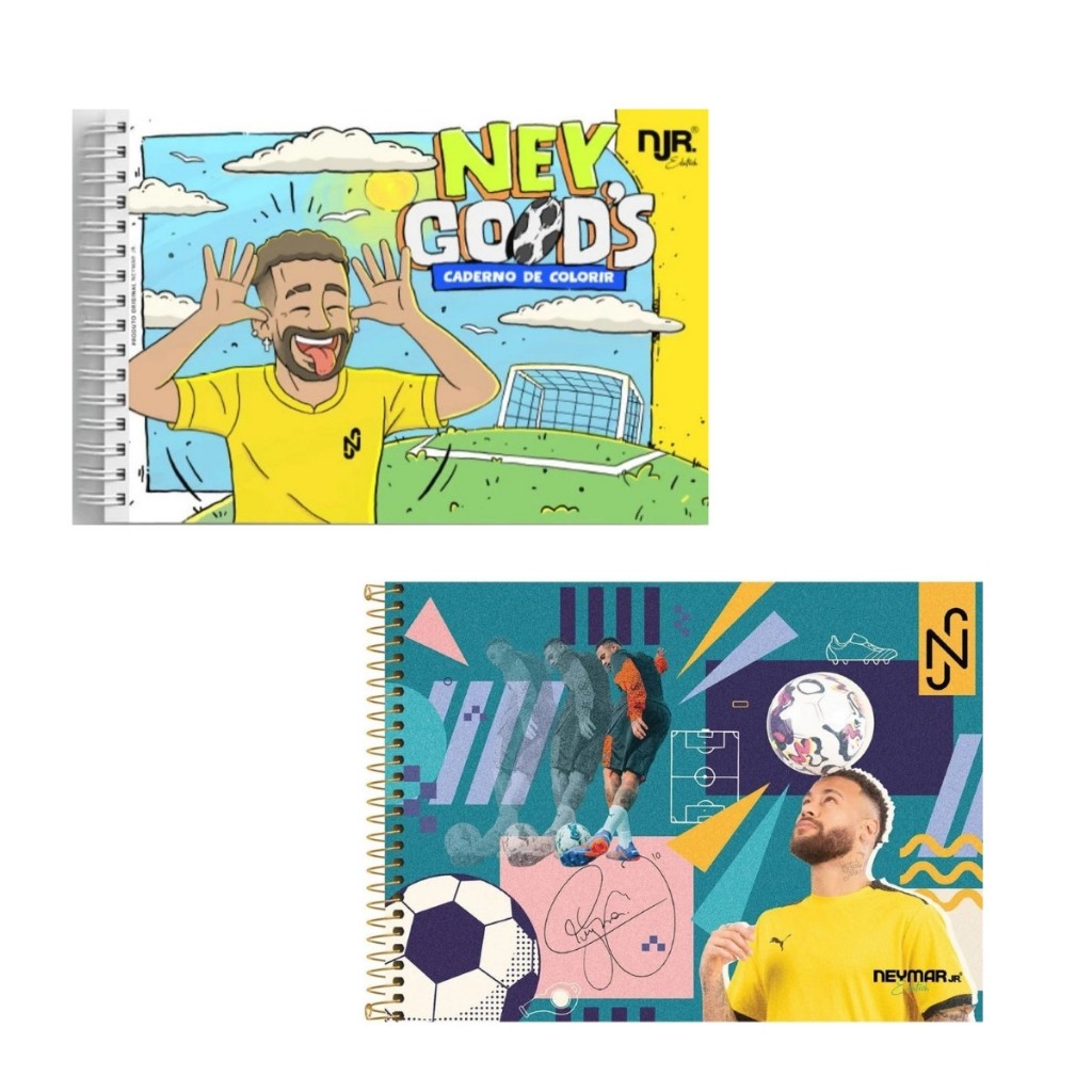 Kit 2 Neymar Jr Edutech Desenho e Caderno de Colorir Oficial Licenciado