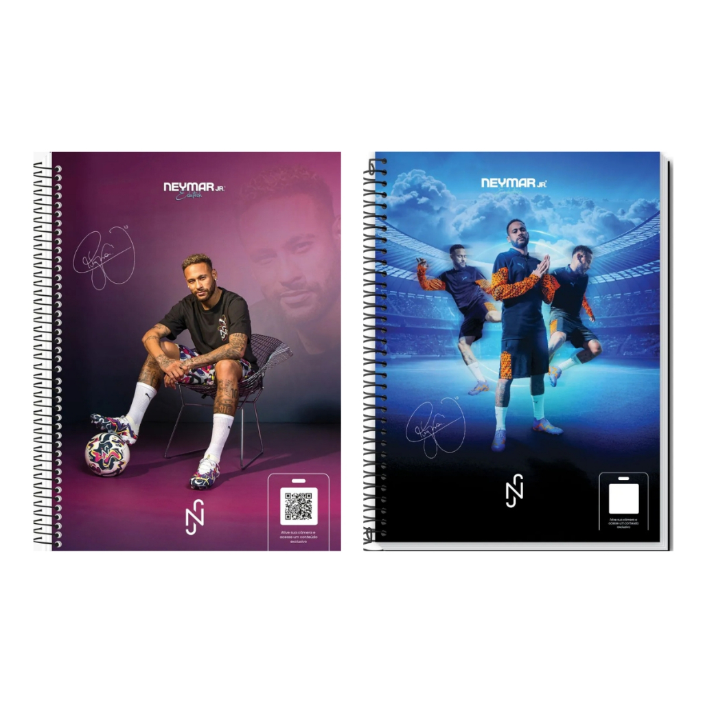 Kit 2 Cadernos Oficial Neymar Jr Universitário 10 matéria 160 folhas. em Oferta na Shopee