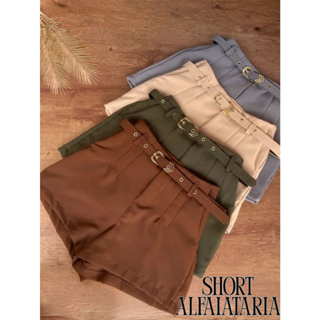 Short Feminino Alfaiataria Com Cinto Forrado em Oferta na Shopee