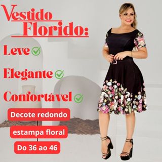 Vestido Moda Evangélica Midi Godê Rodado Feminino Com Cinto Barra Florida Festa Culto e Dia a Dia em Oferta na Shopee
