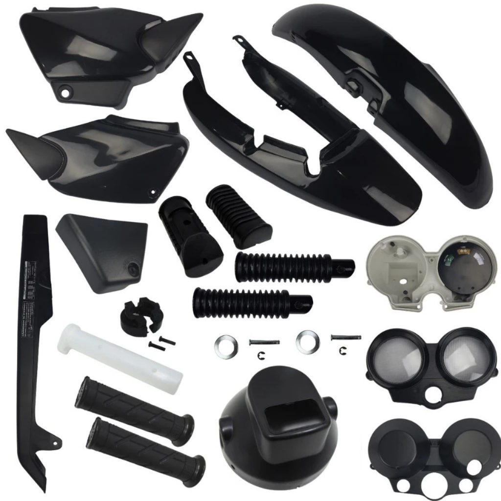 Kit Carenagem Rabeta Paralama Completo CG 125 Titan Fan 2000 até 2008 Painel Farol Preto 18pçs