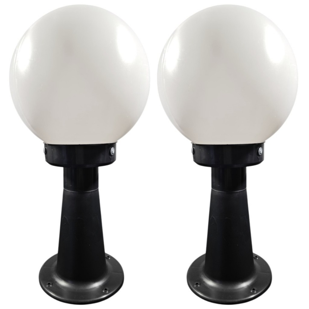 Balizador Jardim 40cm Preto C/ Globo De 20cm E-27 P/ Bulbo (2 peças)