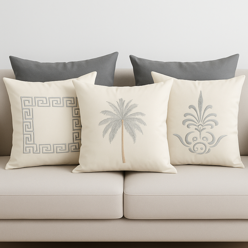 Kit 05 Capa de Almofada suede Bordada PROMOÇÃO