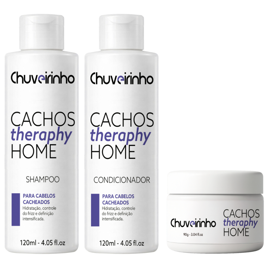 Kit Cachos Perfeitos 3 em 1 Chuveirinho 👩🏽‍🦱 Hidratação, Controle de Frizz e Definição dos Cachos 💜