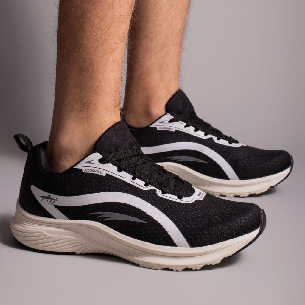 Tênis Casual e Esportivo Para Academia Caminhada Leve Preto Branco