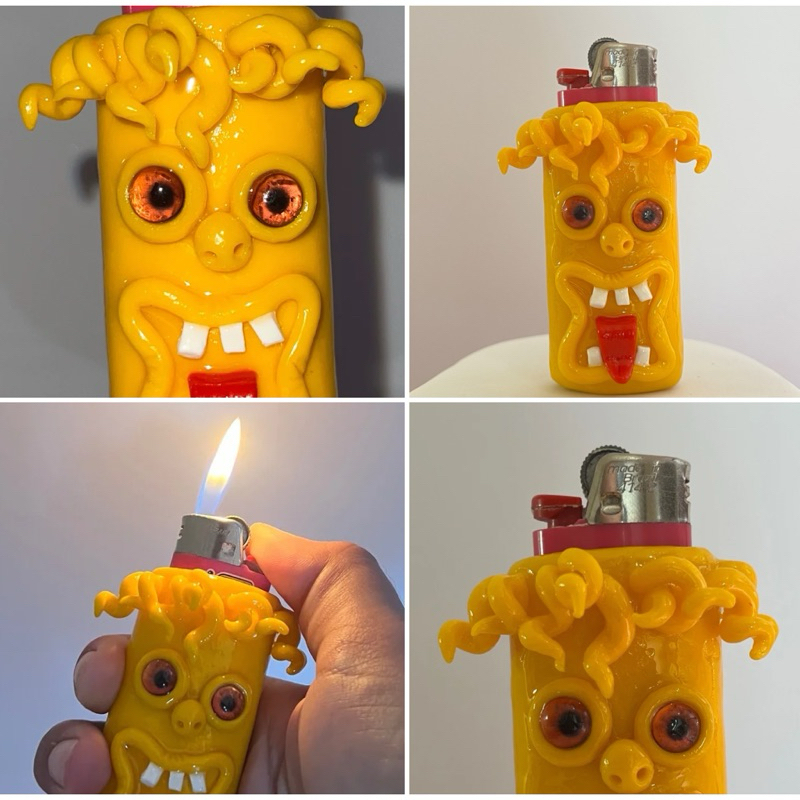 capinha para isqueiro - BIC grande - case isqueiro - formato amarelo, feito artesanalmente a mão