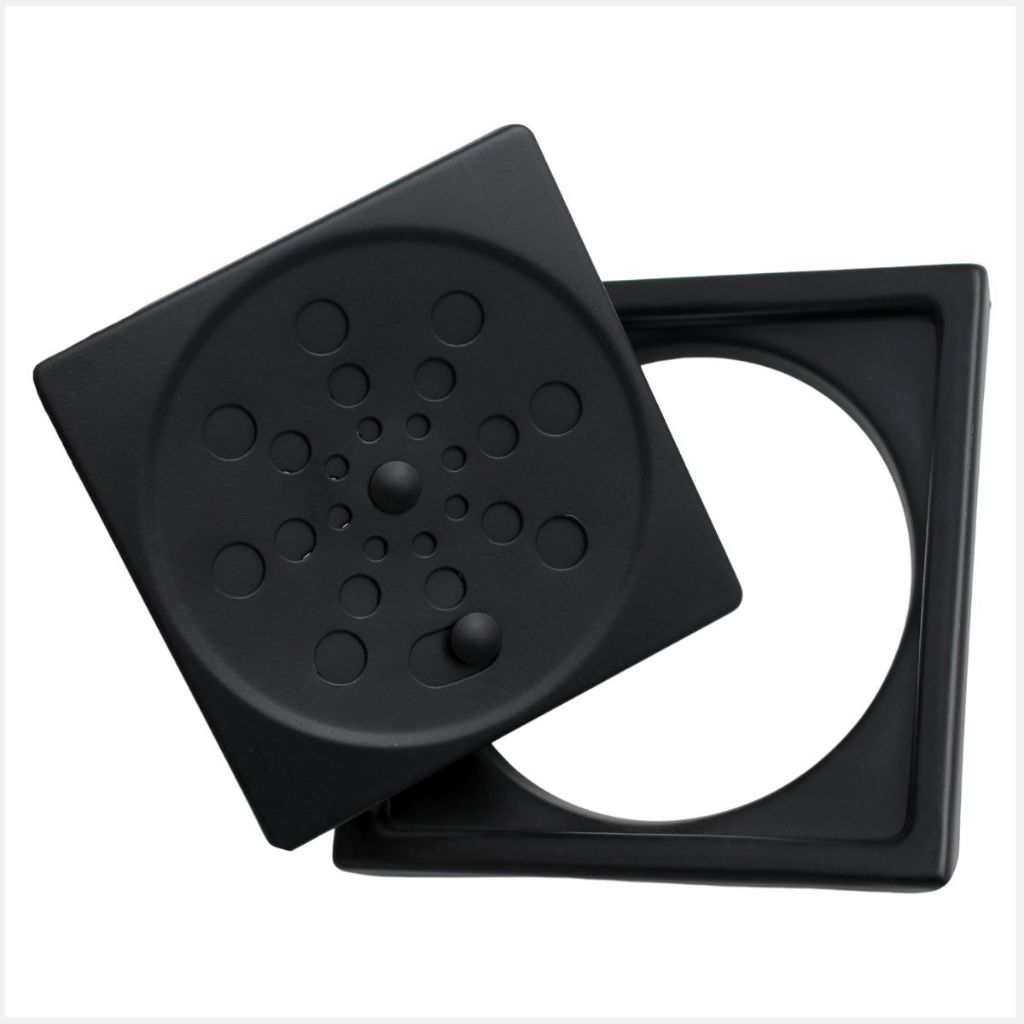 Ralo Tampa Gralha Quadrada Preta Black Inox + Porta Grelha Preto Inox em Oferta na Shopee