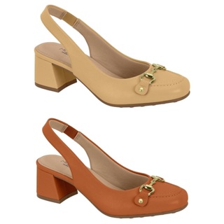 Sapato Scarpin Slingback Modare Ultraconforto Salto Bloco Baixo em Oferta na Shopee