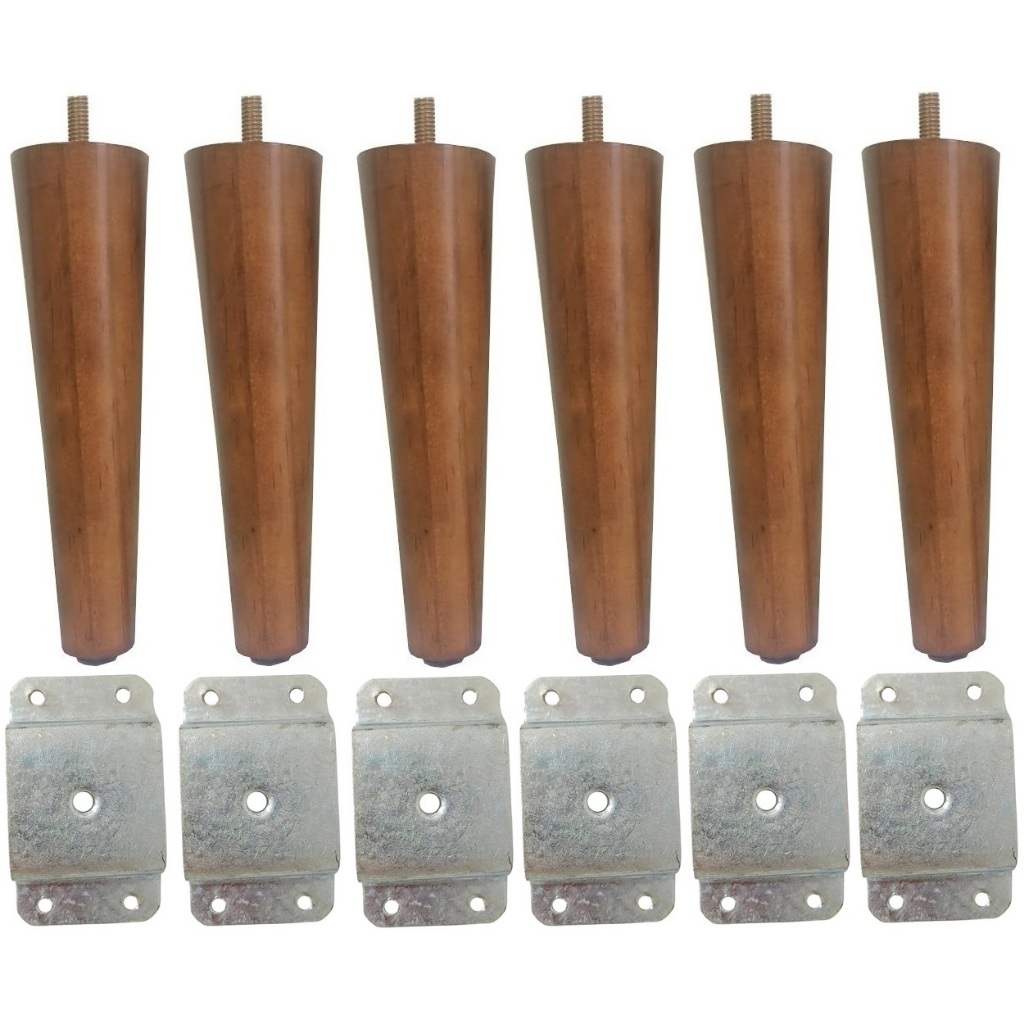 Pés Palito 17cm Puff Sofá Rack Poltrona Banco Madeira Chapinha Chapa Metal Reta JTHOME