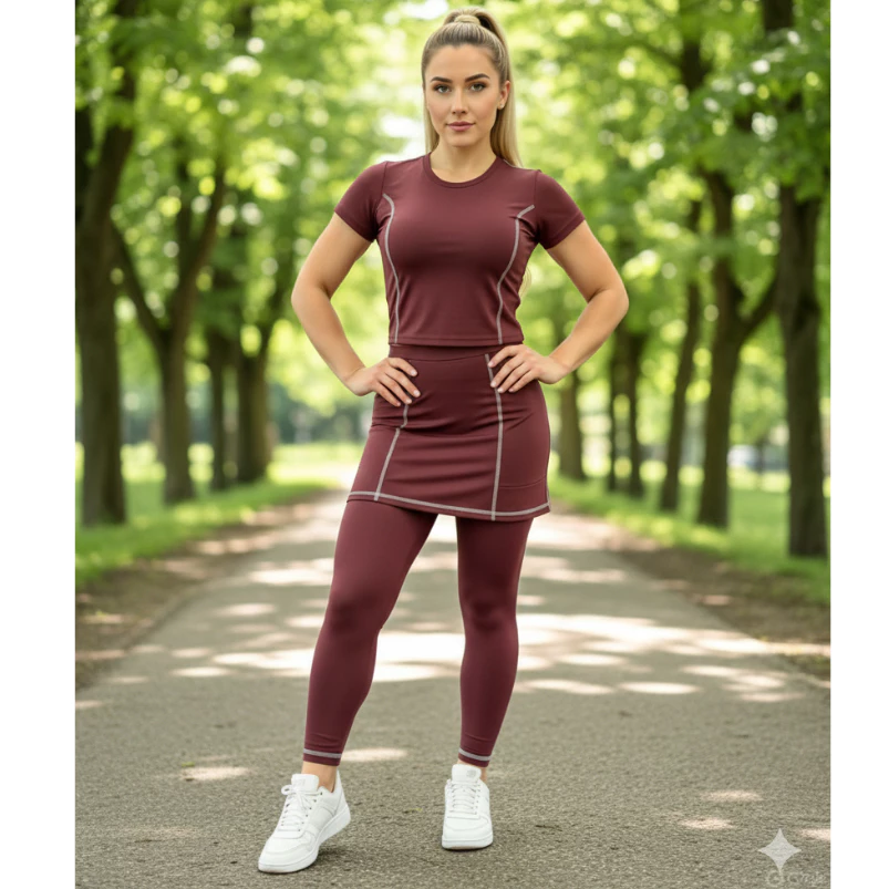 Conjunto Calça Saia Com Bolso E Blusinha Para Academia Moda Evangélica Cristã — imagem 1