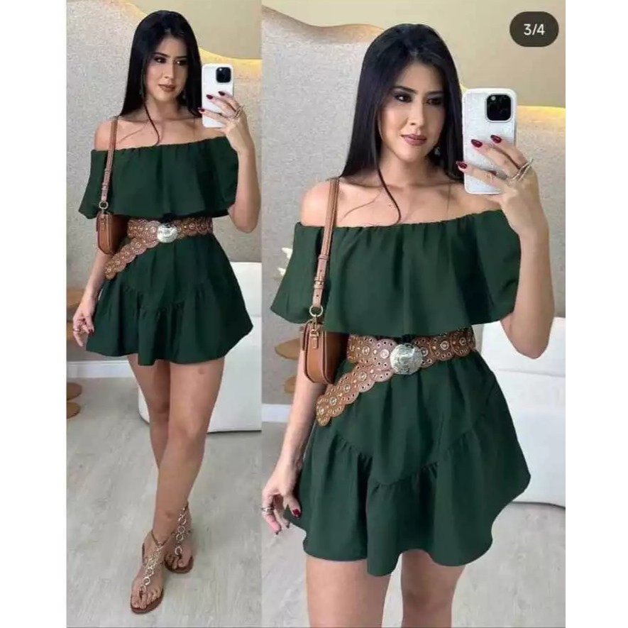 MACAQUINHO FEMININO ESTILO VESTIDO FEMININO COM SHORTS MACACAO ELEGANTE VERA0