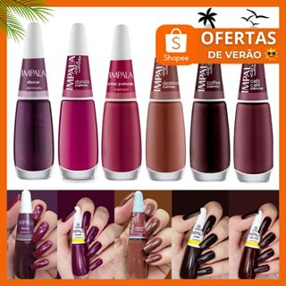 Kit de Esmaltes Impala 6 Cores Tons Escuros Roxo Marrom Rosa em Oferta na Shopee